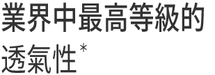 業界中最高等級的透氣性